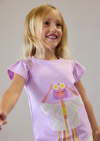 Koszulka z krótkim rękawem i nadrukiem dziewczynki dla dziewczynki Mayoral