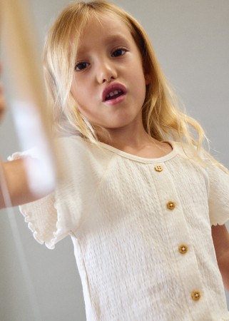 Koszulka z krótkim rękawem i guziczkami dla dziewczynki Mayoral