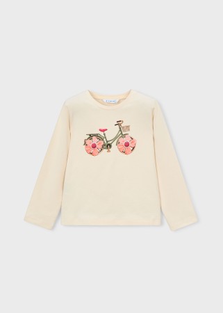 Koszulka z długim rękawem i nadrukiem rowera dla dziewczynki Mayoral