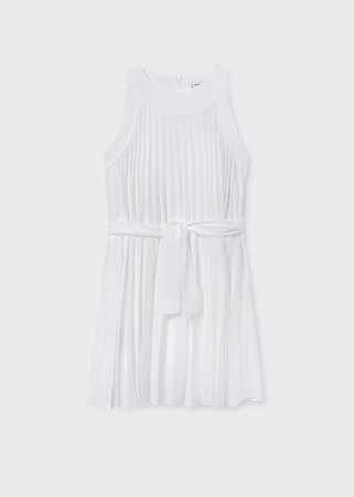 Sukienka elegancka na ramiączkach plisowana z paskiem dla dziewczynki Mayoral