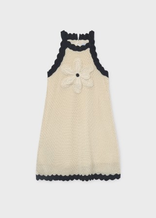 Sukienka letnia trykotowa z ozdobną lamówką dla dziewczynki Mayoral