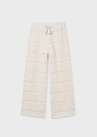 Długie luźne spodnie ażurowe dla dziewczynki Mayoral