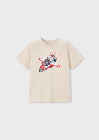 Koszulka z krótkim rękawem i aplikacją rakiety dla chłopca Mayoral ostatni rozmiar 110