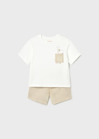 Komplet koszulka z krótkim rękawem oraz szorty w paski dla niemowlęcia Mayoral