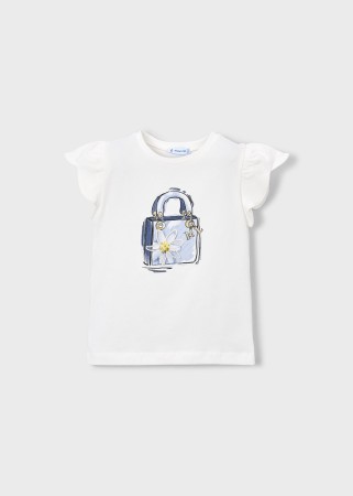 Koszulka z krótkim rękawem na nadrukiem torebki dla dziewczynki Mayoral