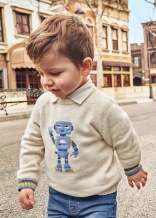 Sweter z motywem robota dla niemowlęcia, ostatni rozmiar 74