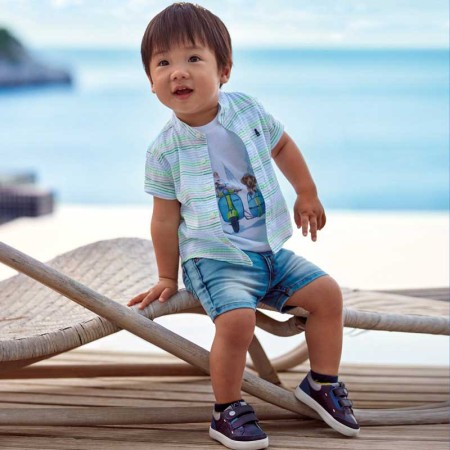 Bermudy jeansowe soft denim dla niemowlęcia Mayoral, ostatni rozmiar 68