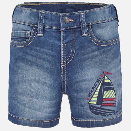 Bermudy jeans nadruk dla niemowlęcia Mayoral, ostatni rozmiar 68