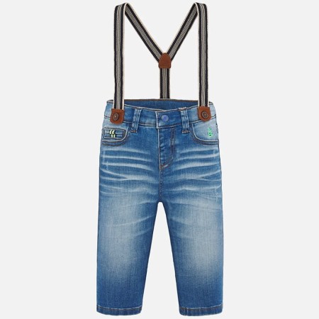 Spodnie denim szelki dla niemowlęcia Mayoral, ostatni rozmiar 68